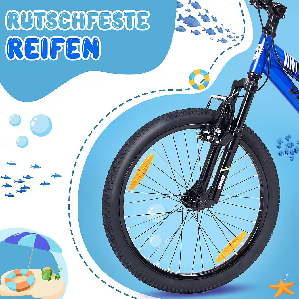 VANKEL Mountain Bike 24 Inch Boys Girls Kids Bike 6 Speed Derailleur Gear, B-Stock