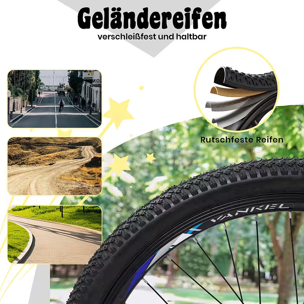 VANKEL Mountainbike 24 Zoll Jungen Mädchen Kinderrad 6 Gang Schaltung Kettenschaltung, B-Ware