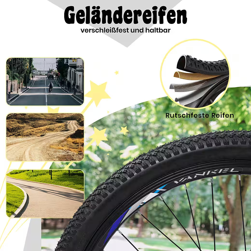 VANKEL Mountainbike 24 Zoll Jungen Mädchen Kinderrad 6 Gang Schaltung Kettenschaltung, B-Ware