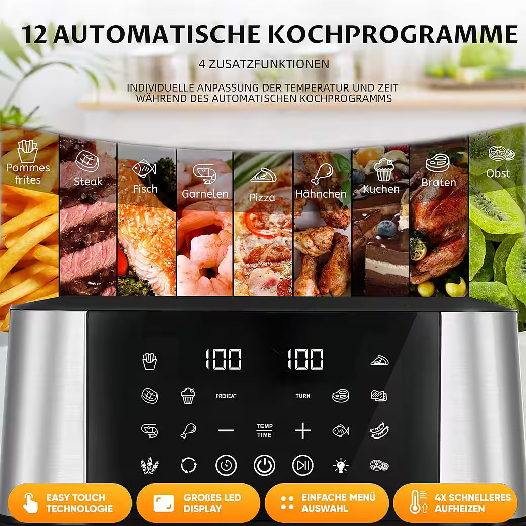 SINAOPUS Heißluftfritteuse 12L Air fryer XXL mit 12 Kochprogramme für Familien, B-Ware