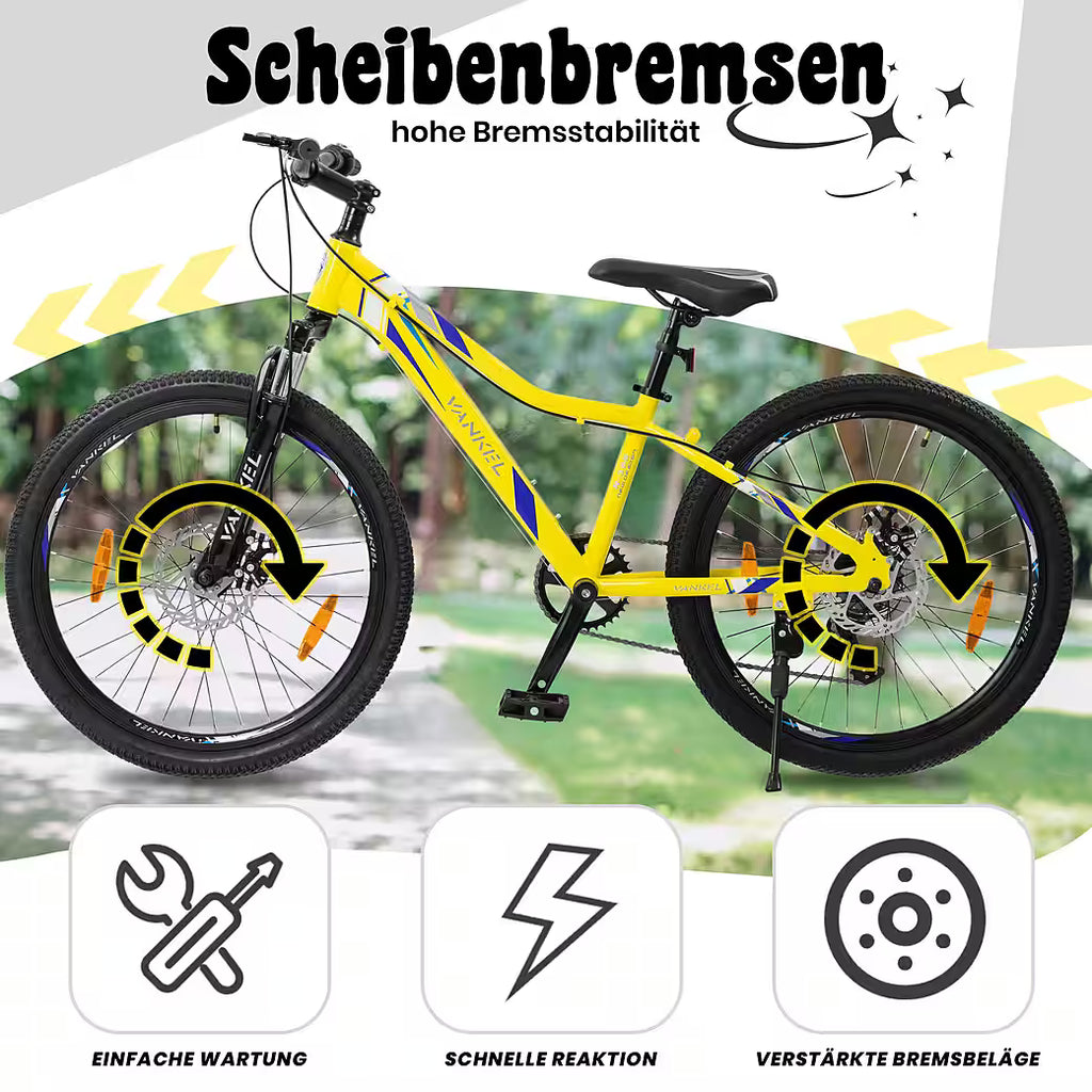 VANKEL Mountainbike 24 Zoll Jungen Mädchen Kinderrad 6 Gang Schaltung Kettenschaltung, B-Ware