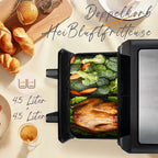SINAOPUS Heißluftfritteuse 9 L Doppelkammer Airfryer, duale Zonen, Sichtfenster, B-Ware