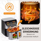 SINAOPUS Heißluftfritteuse XXL Airfryer 8,5L mit LED-Farbdisplay & Sichtfenster, B-Ware