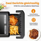 SINAOPUS Heißluftfritteuse 10 L Doppelkammer Airfryer Doppelbehälter-Modus mit unabhängiger Steuerung, B-Ware