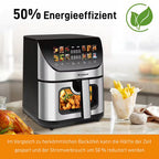 SINAOPUS Heißluftfritteuse XXL Airfryer 8,5L mit LED-Farbdisplay & Sichtfenster, B-Ware