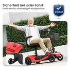 Sweetrich S2 Elektromobil – Elektromobil, 15 km Reichweite,Faltbar – 136 kg Tragkraft – Für Senioren – Rot