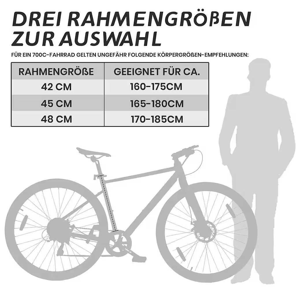 VANKEL Mountainbike 28 zoll Citybike, für Damen Herren, 700C Rennradreifen, Shimano, B-Ware