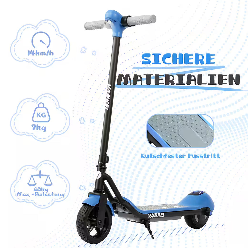 VANKEL Elektro-Kinderroller Cityroller, E Scooter für Kinder, 6-12 Jahre, Bluetooth+Bunte Lichter, B-Ware