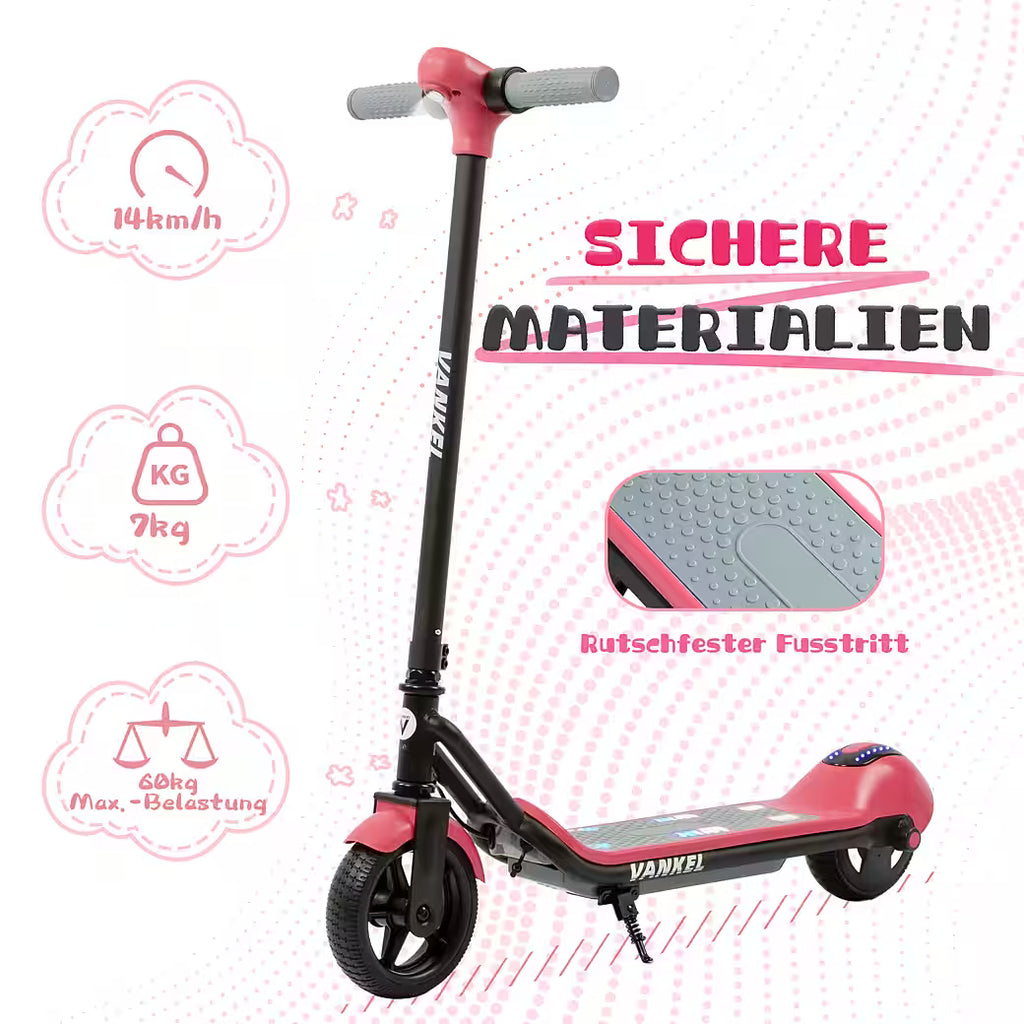 VANKEL Elektro-Kinderroller Cityroller, E Scooter für Kinder, 6-12 Jahre, Bluetooth+Bunte Lichter, B-Ware