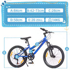 VANKEL Mountain Bike 24 Inch Boys Girls Kids Bike 6 Speed Derailleur Gear, B-Stock