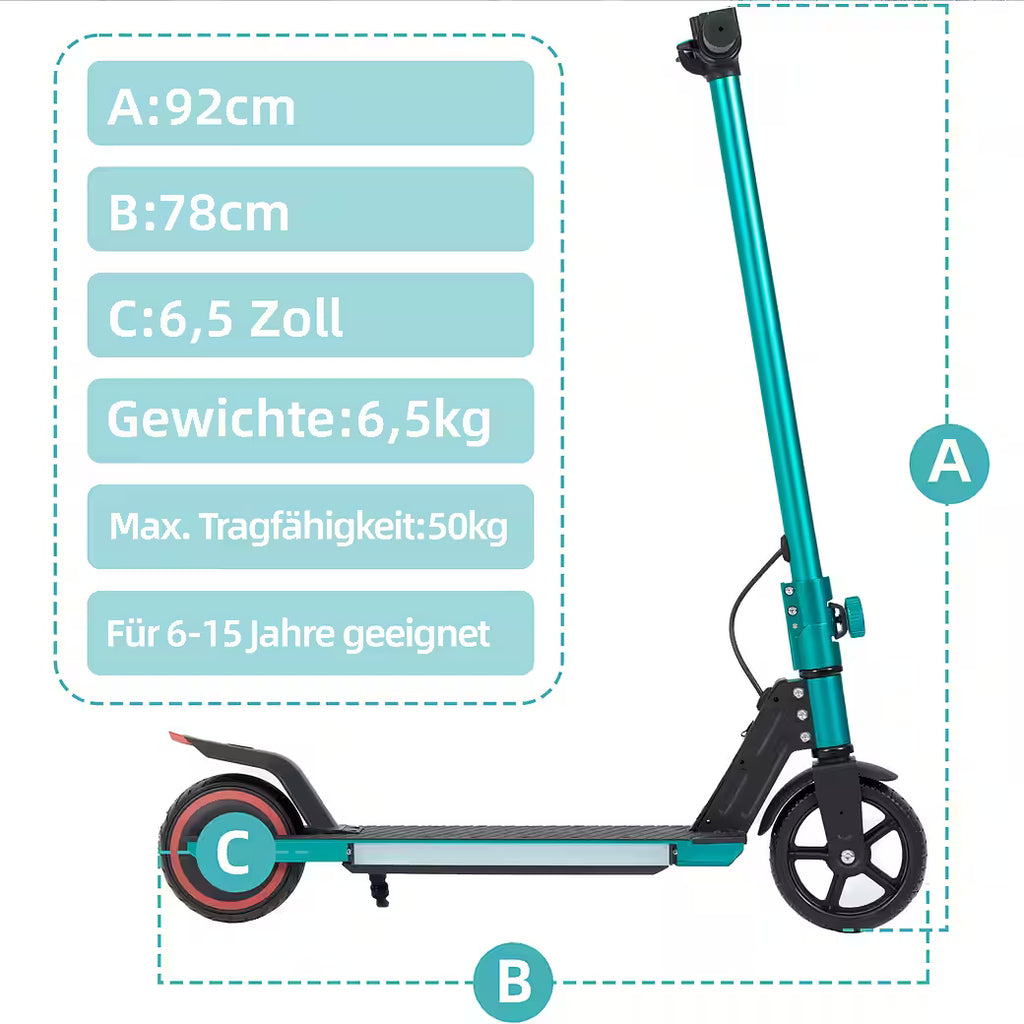 VANKEL Cityroller 6,5'' Kinder E Scooter ab 6 Jahren, 60Wh, max. 8km, faltbar, B-Ware