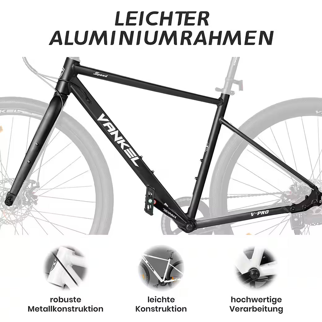 VANKEL Mountainbike 28 zoll Citybike, für Damen Herren, 700C Rennradreifen, Shimano, B-Ware