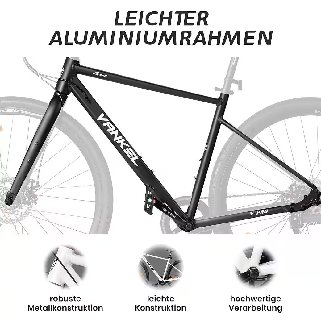 VANKEL Mountainbike 28 zoll Citybike, für Damen Herren, 700C Rennradreifen, Shimano, B-Ware
