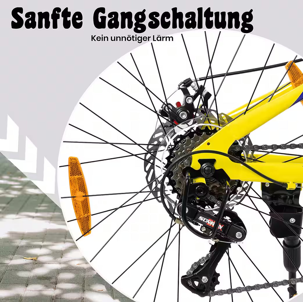 VANKEL Mountainbike 24 Zoll Jungen Mädchen Kinderrad 6 Gang Schaltung Kettenschaltung, B-Ware