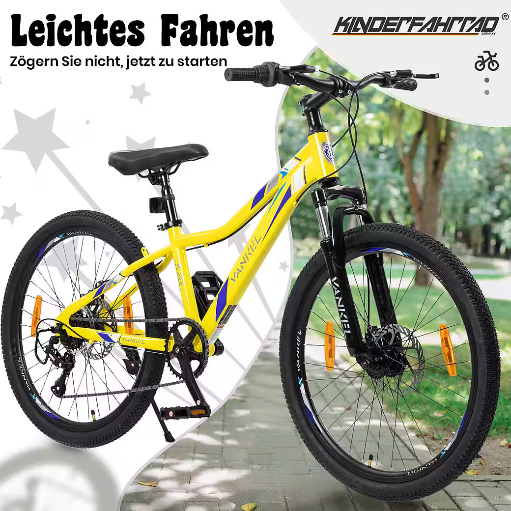 VANKEL Mountainbike 24 Zoll Jungen Mädchen Kinderrad 6 Gang Schaltung Kettenschaltung, B-Ware