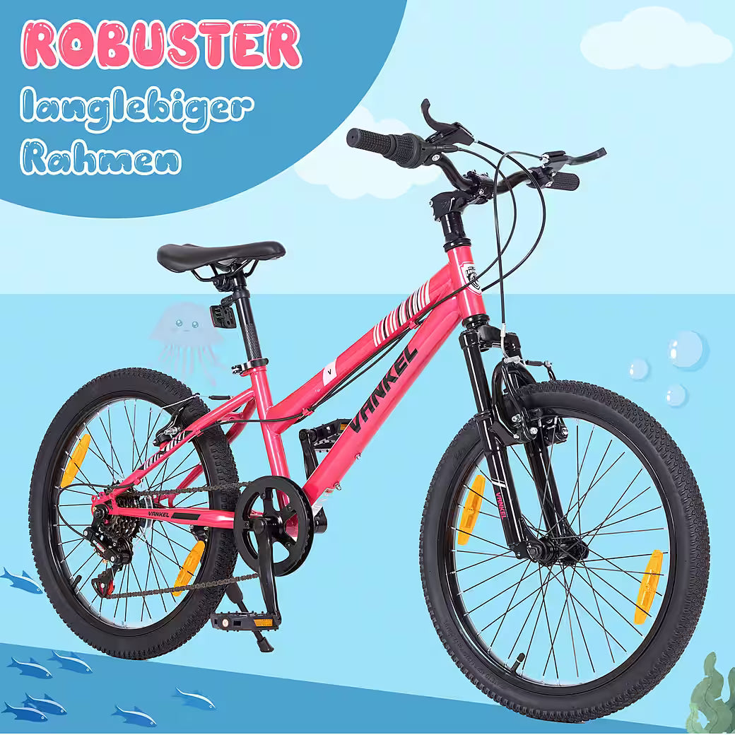 VANKEL Mountainbike 24 Zoll Jungen Mädchen Kinderrad 6 Gang Schaltung Kettenschaltung, B-Ware