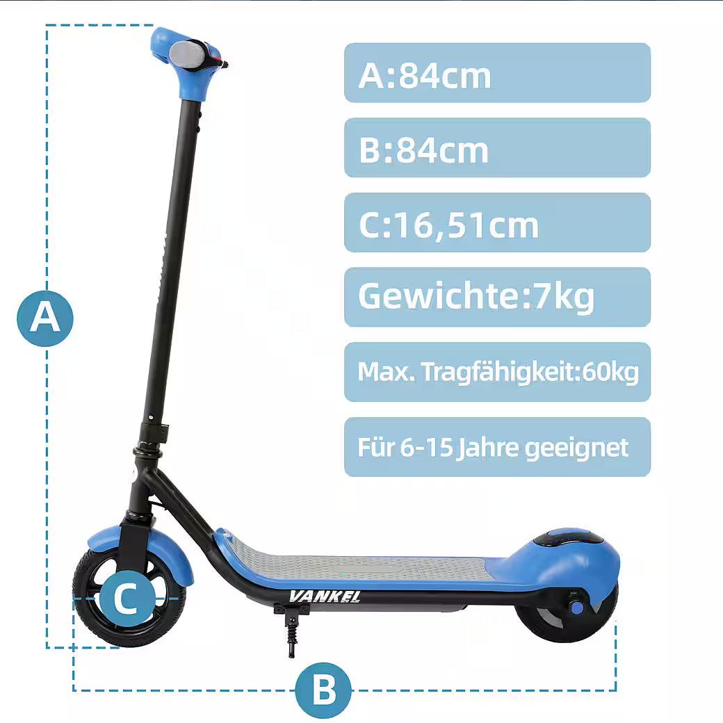 VANKEL Elektro-Kinderroller Cityroller, E Scooter für Kinder, 6-12 Jahre, Bluetooth+Bunte Lichter, B-Ware Zweitbild