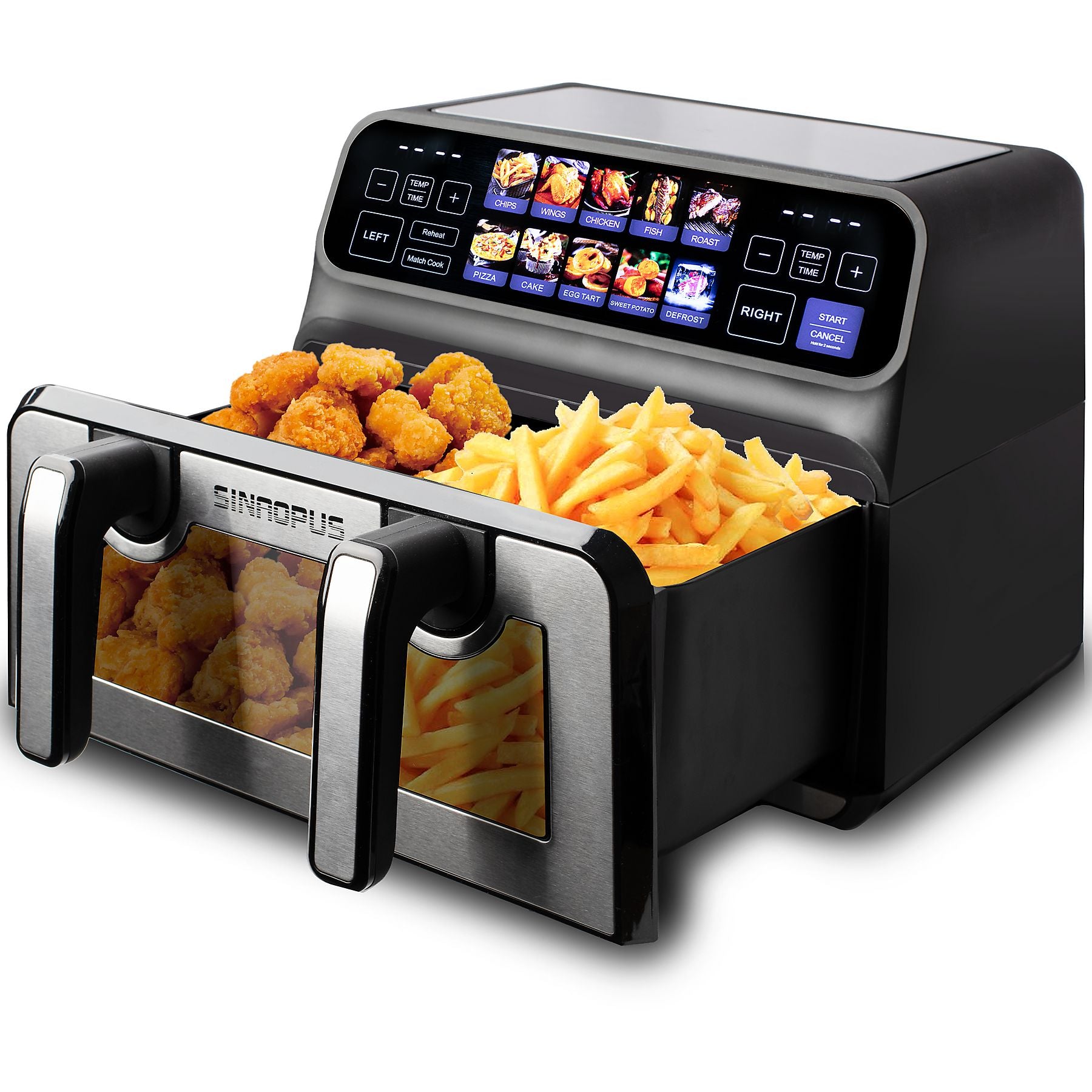 SINAOPUS 802TS 10L Doppelkammer 10 Programme Heißluftfritteuse 2200 Watt - B-Ware sehr gut Hauptbild