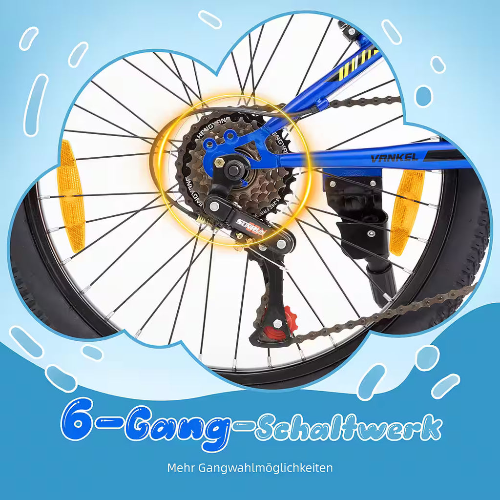VANKEL Mountain Bike 24 Inch Boys Girls Kids Bike 6 Speed Derailleur Gear, B-Stock