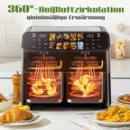 SINAOPUS Heißluftfritteuse 9L Heissluftfritteuse, XXL Airfryer mit Doppelkammer, duale Zonen, B-Ware