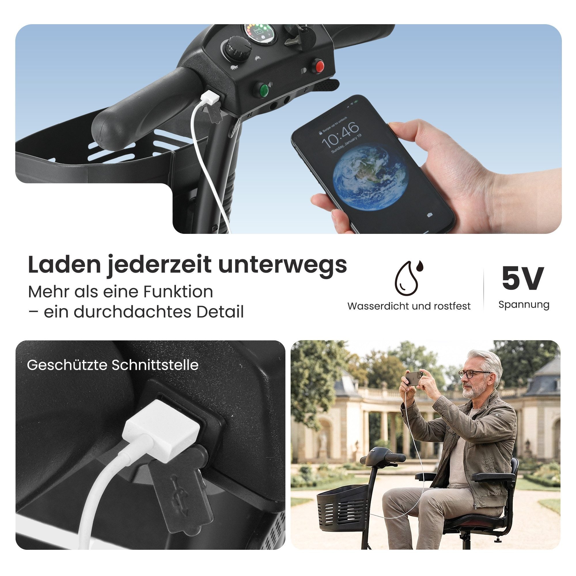 Sweetrich S2 Elektromobil – Elektromobil, 15 km Reichweite,Faltbar – 136 kg Tragkraft – Für Senioren – Rot