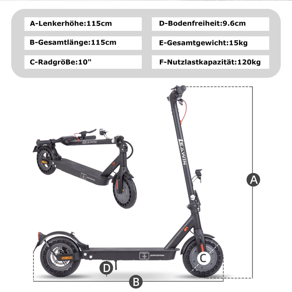 LEAWIN E9T Elektroroller E-Roller (10 Zoll, schwarz)- B-Ware