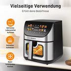 SINAOPUS Heißluftfritteuse XXL Airfryer 8,5L mit LED-Farbdisplay & Sichtfenster, B-Ware