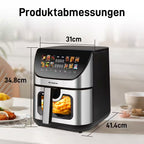 SINAOPUS Heißluftfritteuse XXL Airfryer 8,5L mit LED-Farbdisplay & Sichtfenster, B-Ware