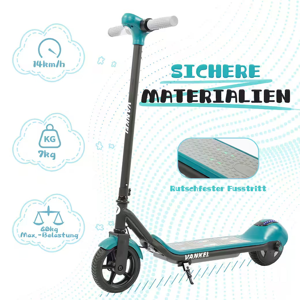 VANKEL Elektro-Kinderroller Cityroller, E Scooter für Kinder, 6-12 Jahre, Bluetooth+Bunte Lichter, B-Ware