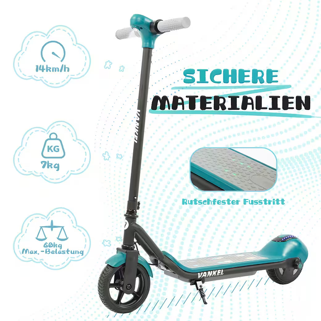 VANKEL Elektro-Kinderroller Cityroller, E Scooter für Kinder, 6-12 Jahre, Bluetooth+Bunte Lichter, B-Ware