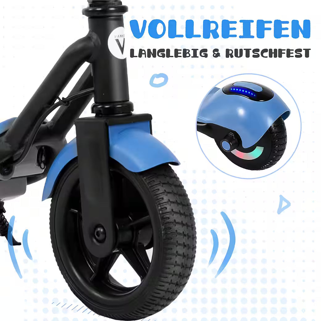 VANKEL Elektro-Kinderroller Cityroller, E Scooter für Kinder, 6-12 Jahre, Bluetooth+Bunte Lichter, B-Ware