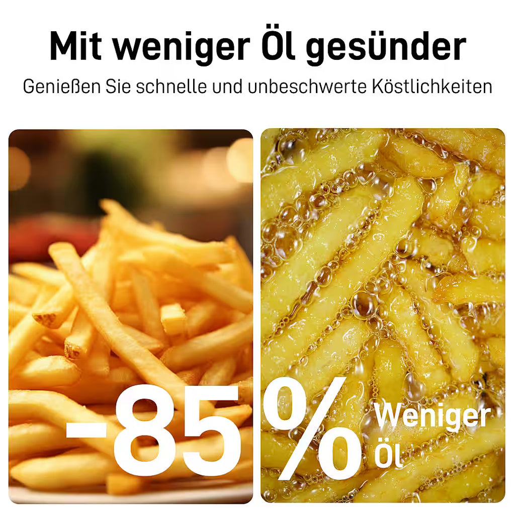 SINAOPUS Heißluftfritteuse XXL Airfryer 8,5L mit LED-Farbdisplay & Sichtfenster, B-Ware
