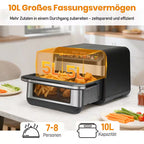 SINAOPUS Heißluftfritteuse 10 L Doppelkammer Airfryer Doppelbehälter-Modus mit unabhängiger Steuerung, B-Ware