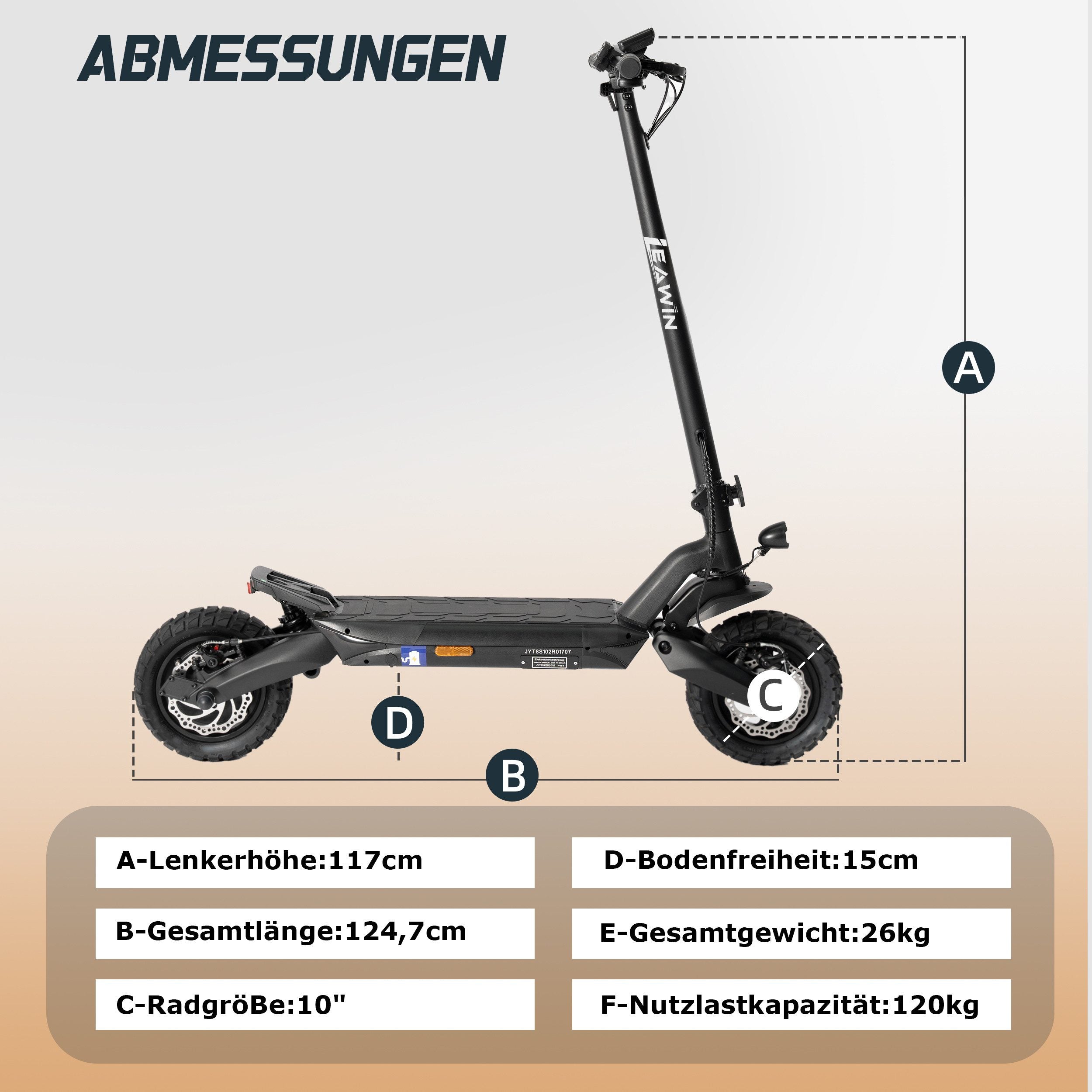 LEAWIN T8 E-Scooter 10 Zoll klappbar mit ABE- B-Ware