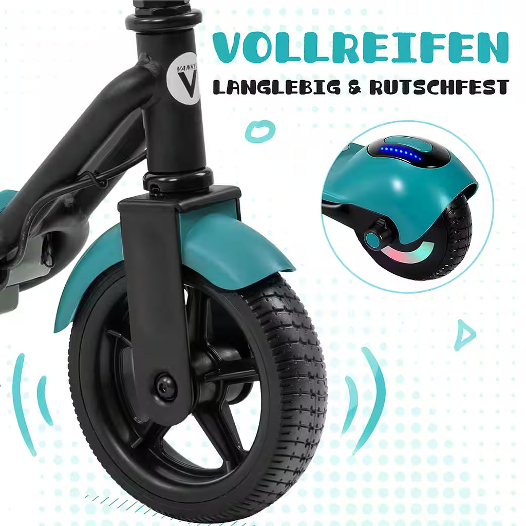 VANKEL Elektro-Kinderroller Cityroller, E Scooter für Kinder, 6-12 Jahre, Bluetooth+Bunte Lichter, B-Ware