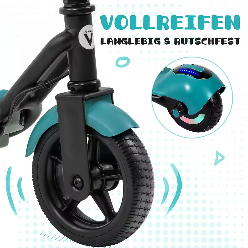 VANKEL Elektro-Kinderroller Cityroller, E Scooter für Kinder, 6-12 Jahre, Bluetooth+Bunte Lichter, B-Ware