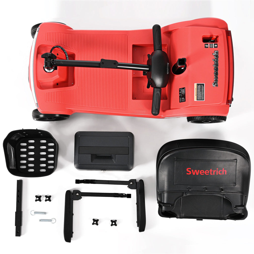 Sweetrich S2 Elektromobil – Elektromobil, 15 km Reichweite,Faltbar – 136 kg Tragkraft – Für Senioren – Rot