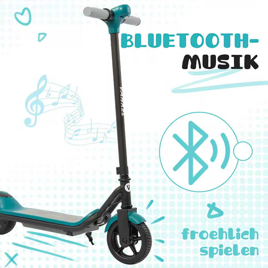 VANKEL Elektro-Kinderroller Cityroller, E Scooter für Kinder, 6-12 Jahre, Bluetooth+Bunte Lichter, B-Ware