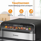 SINAOPUS Heißluftfritteuse 10 L Doppelkammer Airfryer Doppelbehälter-Modus mit unabhängiger Steuerung, B-Ware